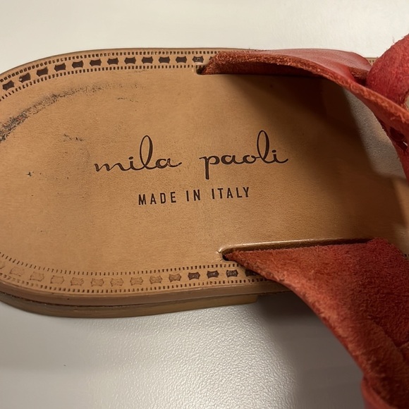 Mila Paoli size 39 / 9 red leather sandals made in Italy - Picture 2 of 7